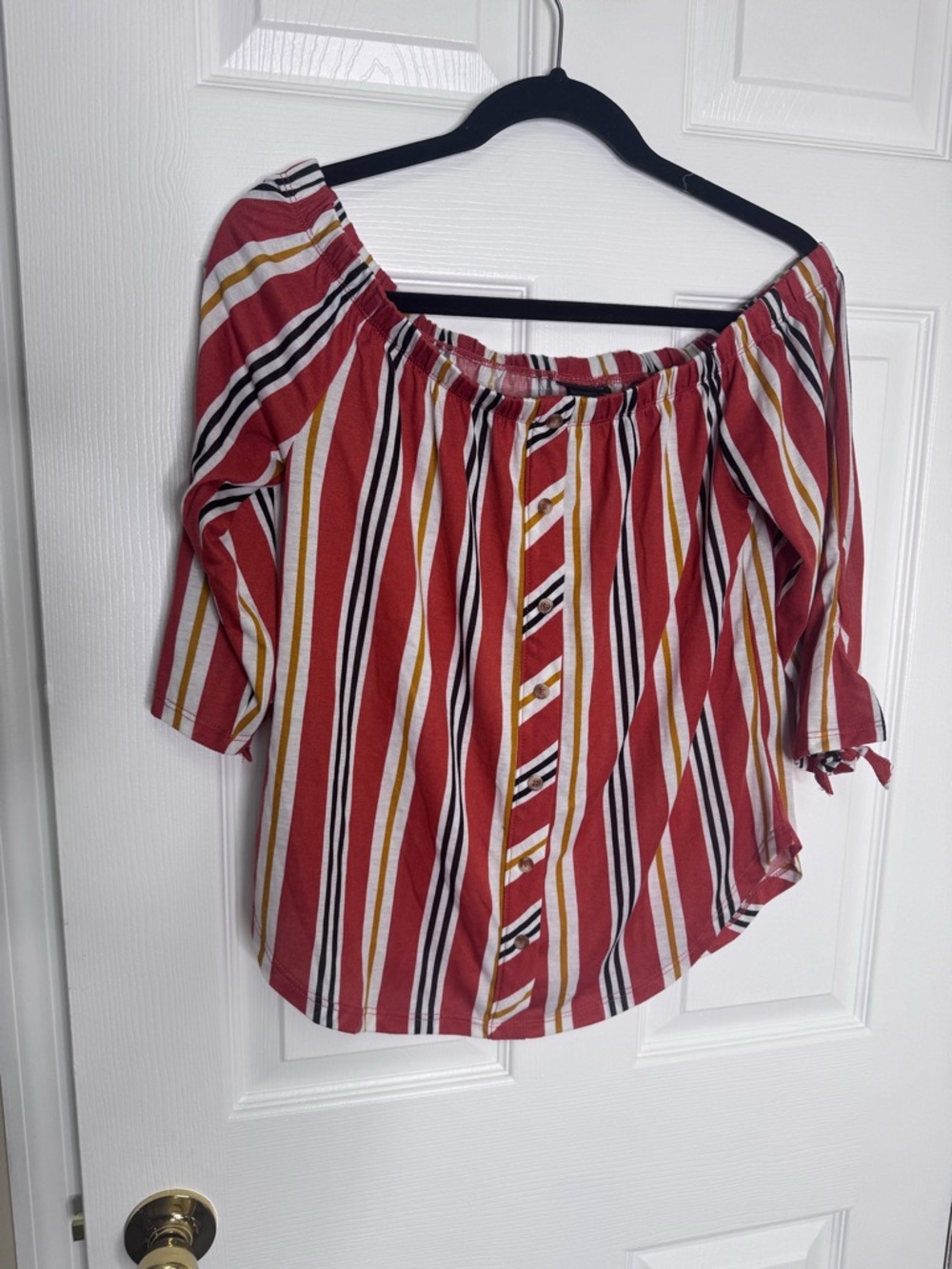 Rue21 Red Striped Off-Shoulder Blouse